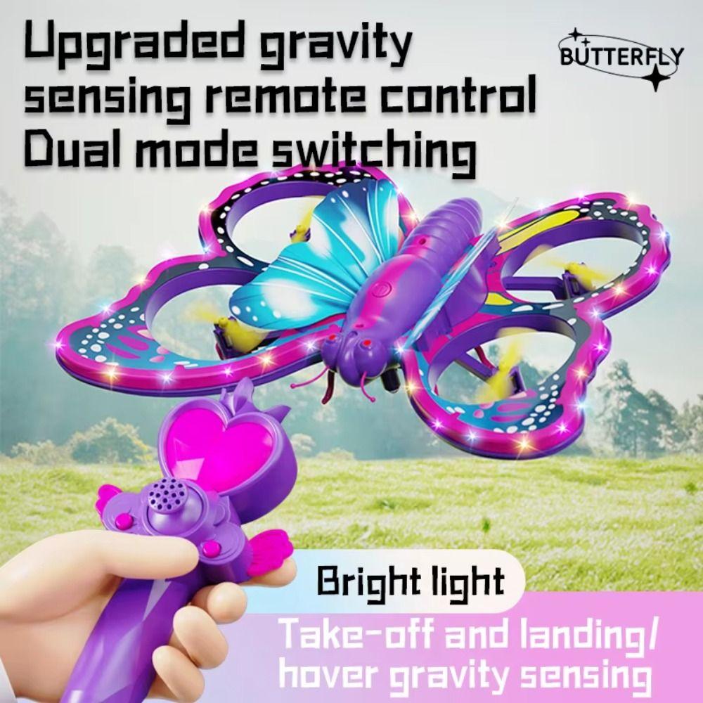 Gravity Sensing Remote Control Aircraft V40 Glitter Mini Plane Toy Butterfly Quadcopter Kids Toy