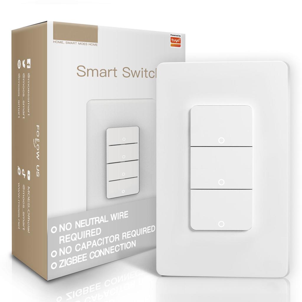 LangYeao Zigbee Smart Light Switch US Standard, No Neutral/Neutral Wire Optional 10A Works with Alexa Google Home