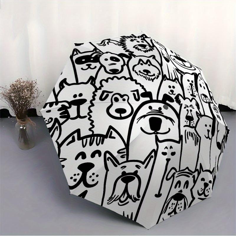 1pc Dogs, Cats Automatic Open/Close Umbrella, Umbrella with cartoon Design, Portable Compact Umbrella for Men & Women, Good Holiday Gift yy2