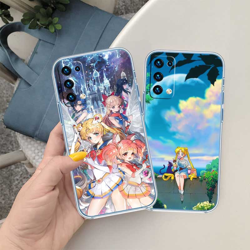 UP44 S-Sailors M-Moon Transparent Phone Case for Motorola Moto G7 G8 G9 G84 G85 G73 G24 G15 Z2 Play Power Plus