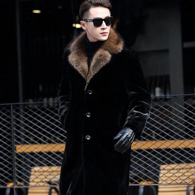 Jaqueta Masculina Outono e Inverno Tamanho Grande Lapela Comprimento Médio Solta Casual Confortável Quente
