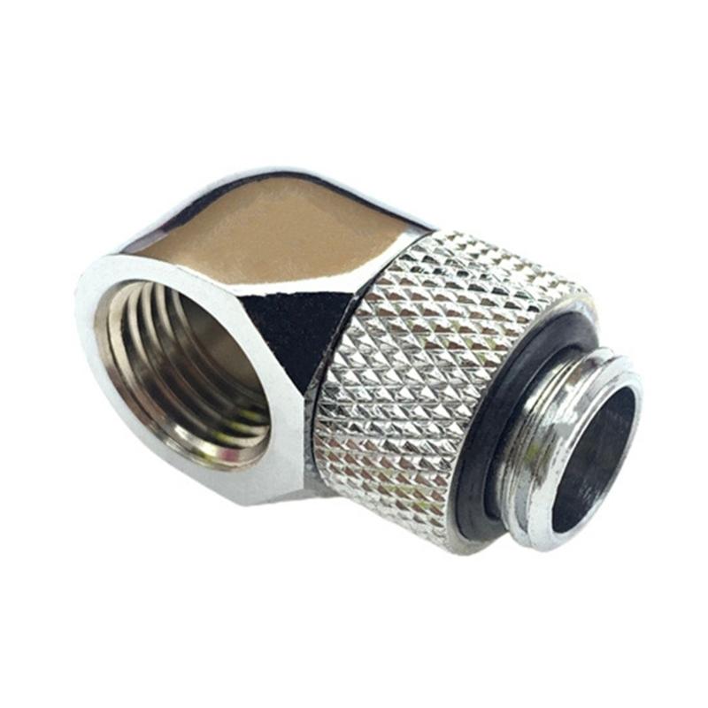 

90 Degree Rotating Low Profiles PC Water Cooling Elbow Adapters High Pressure Resistant Metal Fitting For Tight Space серебряный