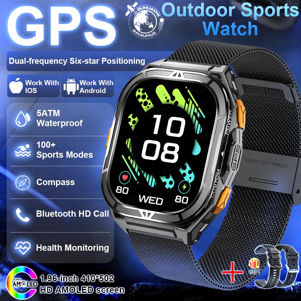 New Military GPS Smartwatch Men 10ATM IP69K Waterproof Smart Watch Compass Altimeter Air Pressure 530mAh Bluetooth Call Watches