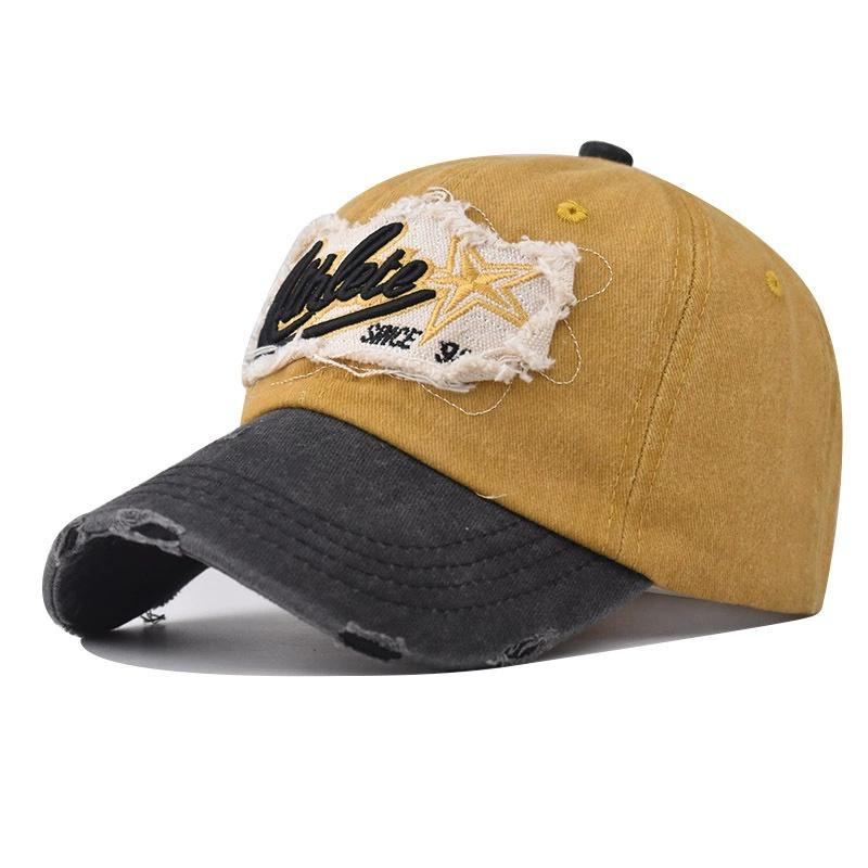 Five-pointed Star Embroidered Letters Baseball Hats New Unisex Sunshade Broken Versatile PATCH Fashion Color Block Peaked Caps B
