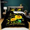 Sunflower Duvet Cover Set Sunflower Cow Bedding Set Microfiber Western Farmhouse Pastoral Scenery Flower Queen King Quilt Cover