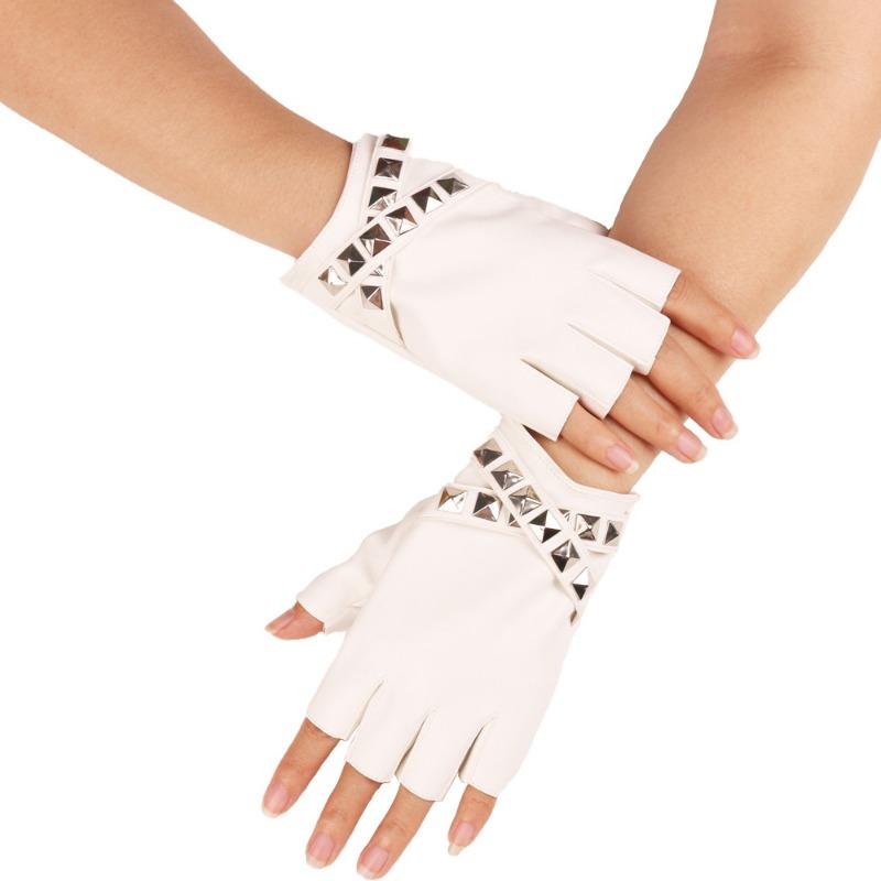 Half Finger Performance Leather Gloves Ladies Nightclub Pole Dance Rivet Leather Punk Cos Comic Con Stage Performance Gloves