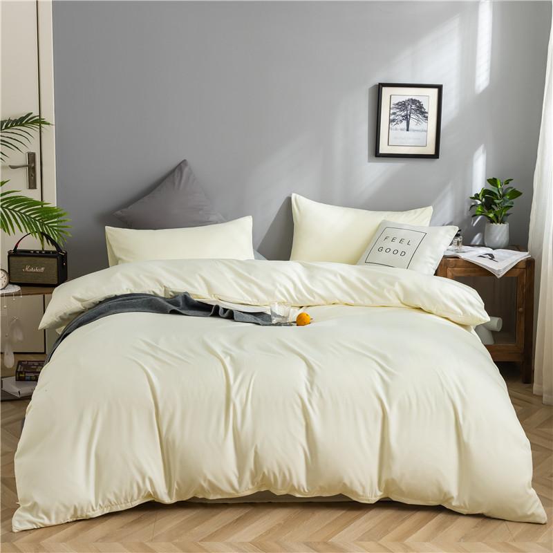 100% Cotton Bedding Set 3Pcs,Duvet Cover,Skin Friendly Breathable,2 Pillowcases,Twin Full Single Double Size,Solid Color
