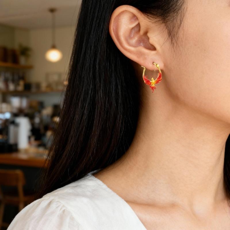 Stylish Phoenixes Design Earrings Allergy Resistant Alloy Lightweight For Daily Wear And Special Occasions