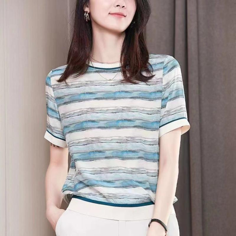 Kurzarm Damen Shirt Vintage Quadratisch Kariertes Oberteile Bedrucktes Eisseidenhemd Sommerbluse Gerippte Elegante Damen Blusen