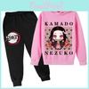 Sudadera con Pantalones de 2 Piezas con Estampado de Demonio Tanjironezuko Anime Slayer para Niños Conjunto Primavera Otoño Ropa de Moda para Niñas Chándal Deportivo de Calle