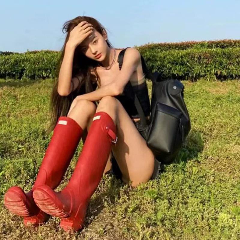 High tube rain boots for women 2026 new outdoor waterproof boots long tube rain boots