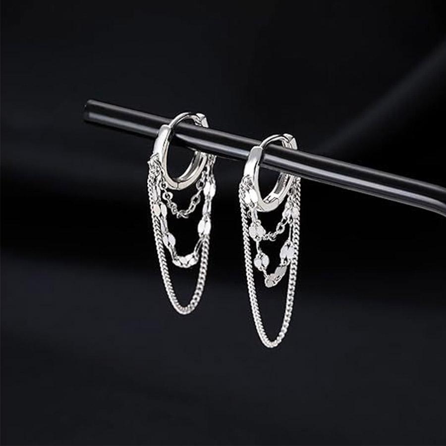 Шарм Серьги-кисточки Женские Мужские 1 пара Серьги-кольца Панк мода костюм серебряный