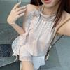 Three-dimensional Flower Neck Dress Women's Summer French Slim Polka Dot Skirt Sweet Waist and Thin a Word Short Skirt
