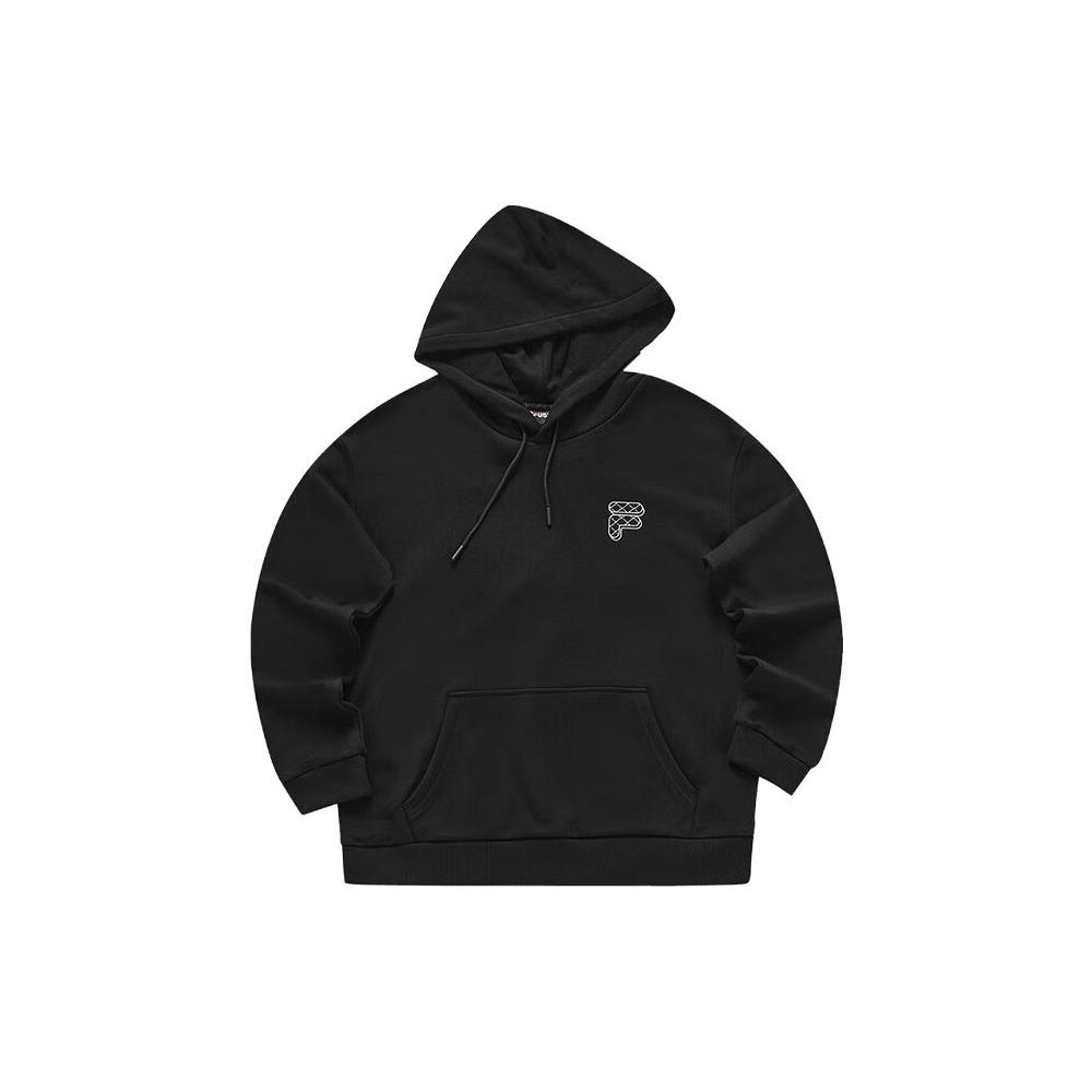 Fila Fusion Letter Logo Printed Hooded Knit Retro Pullover Sweatshirt Unisex Sweatshirt Black T11U413207FBK