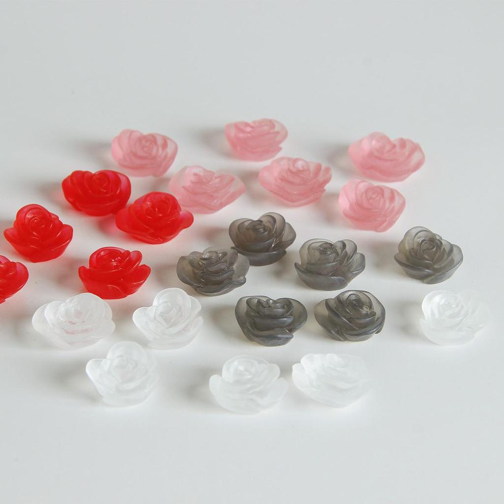 Matte Frosted Tea Rose Resin Earrings Studs for DIY Jewelry