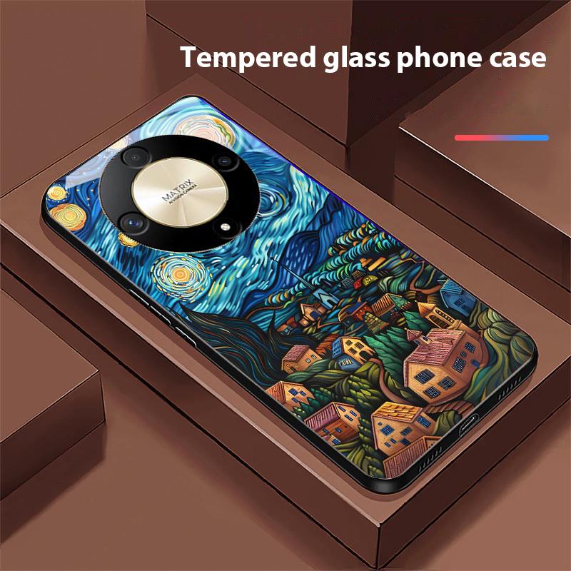 

Oil Painting House For Honor Magic 6 50 70 90 Lite X7b 200 Pro Nova 10 Nova 5T X6 P30 Pura 70 Ultra Tempered Glass Phone Case For honor X6