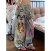 Plus Size Retro Graffiti Cat & Dog Wide-Leg Jeans for Men & Women