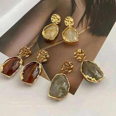 Fashion Pendant Earrings Trend Vintage Geometry  for Women  2022 Korean Jewelry Bohemia Acrylic Accessories Party Gift