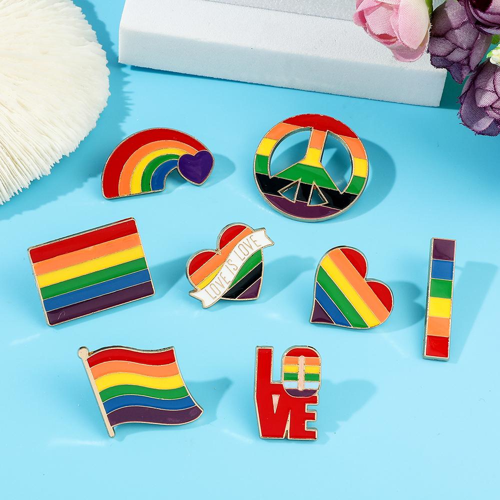 LGBT Rainbow Flag Pins Creative Heart Yeh Finger Enamel Pin Clothes Bag Lapel Gay Lesbian Pride Icon Badge Brooch Unisex