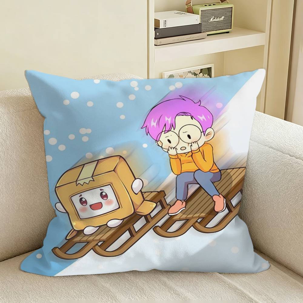 Cute Fox and BOX LLankyBox Square Sofa Pillow Cover Solid Color Living Room Home Decor Cushion Case