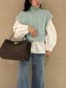 Cropped Cable Vest and Shirt Layered Set 09WNT255106MNTF