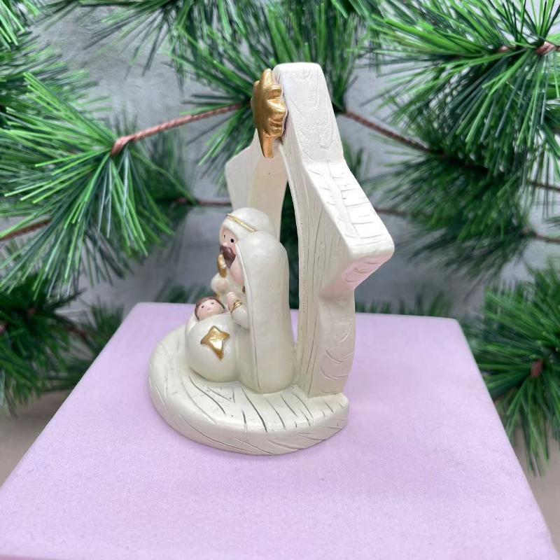 Resin Holy Family Figure Christmas Nativity Scene Figurine Religious Ornament A Family Of Three Sculptures Decoration