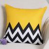 4 Pcs Double Sided Yellow Black Cushion Covers, Geometric Chevron Inspirational Throw Pillow Cases (No Inserts)