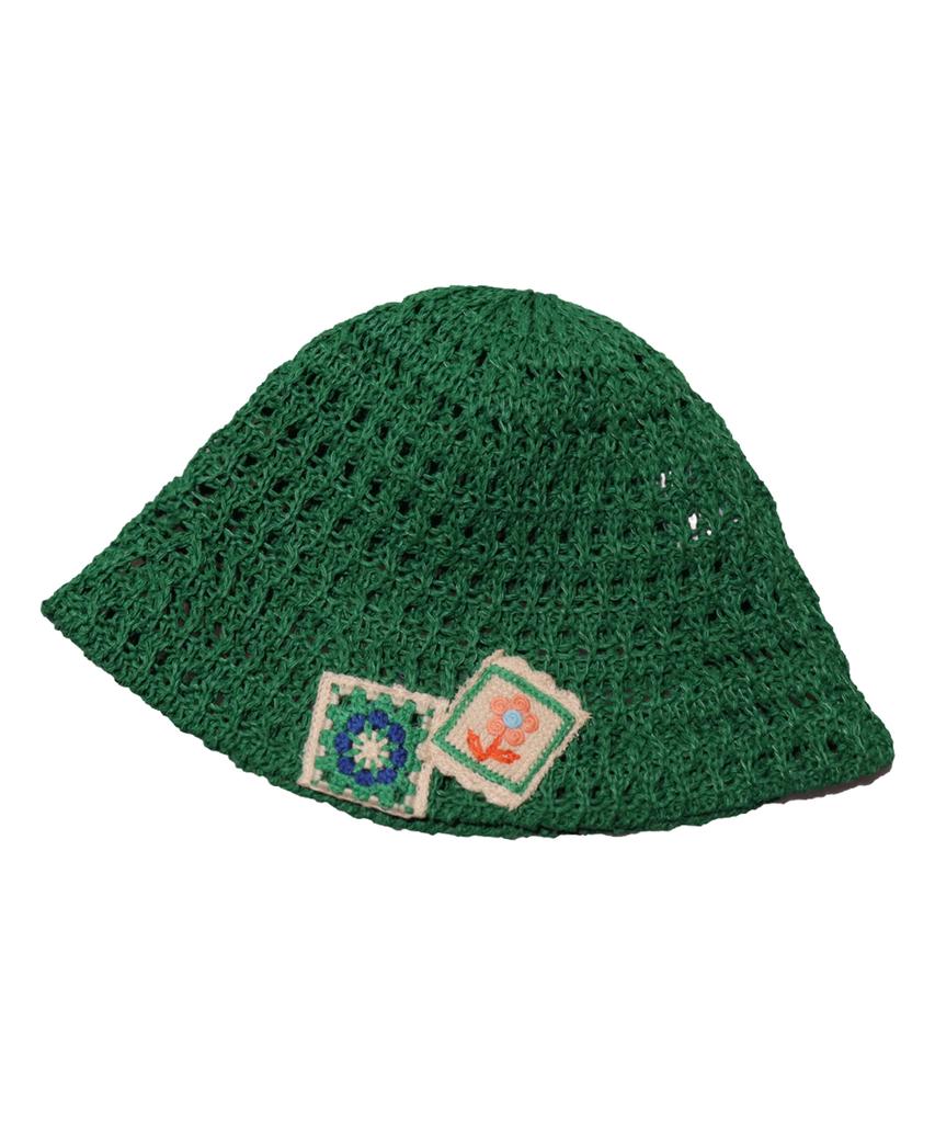 Elkebeullum Flower Net Green Bucket Hat
