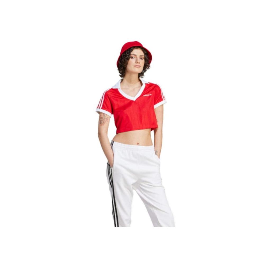 Adidas Originals Trefoil Fotbalové Casual Crop Top Tričko s krátkým rukávem Dámské Topy Červená IR9778