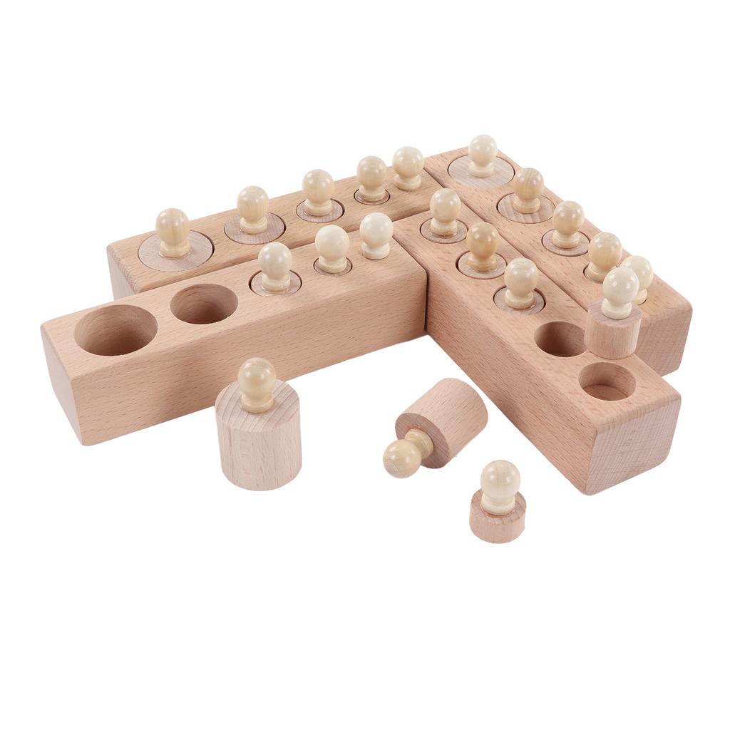 Cylinder Socket Toy Beech Wood Educational Knobbed Cylinders Blocks for Early Childhood Education