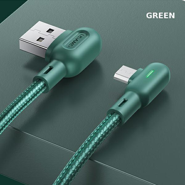 USAMS MicroUSB Cable 2A 1.2m Angled U57 Green/green SJ458USB02 (US-SJ458)
