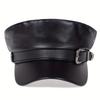 Sailor Autumn Spring Hat Leather Buckle Belt Large Women Fashionable Trendy Hats Black Ladies Beret Caps Men Flat Top Captain Military Caps