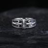 Adjustable Plated Mens Ring With Iris Flower Motif Geometric Design Vintage Style Finger Unisex