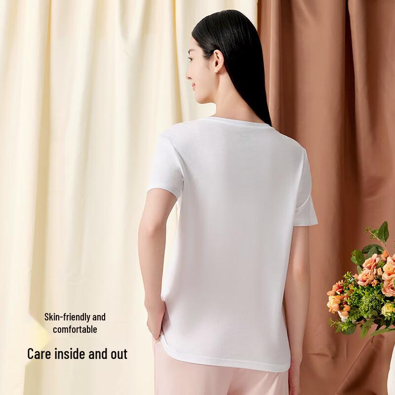 Damski bawełniany podkoszulek Eversun z okrągłym dekoltem i krótkim rękawem