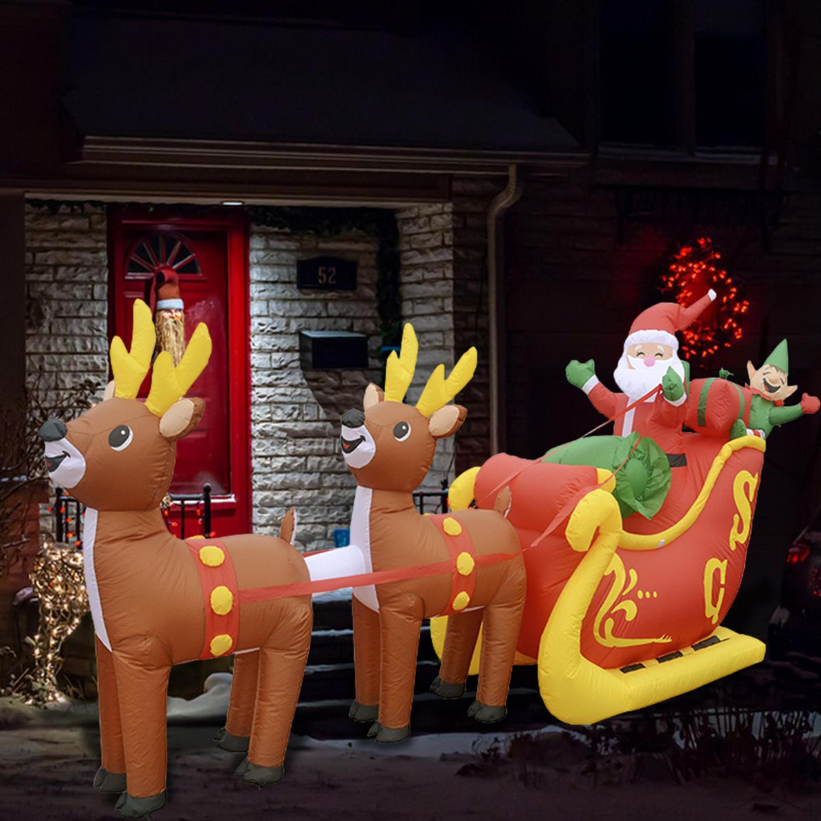 

Рождественский надувной Санта-Клаус на санях и 2 оленях со встроенными огнями для улицы Style B