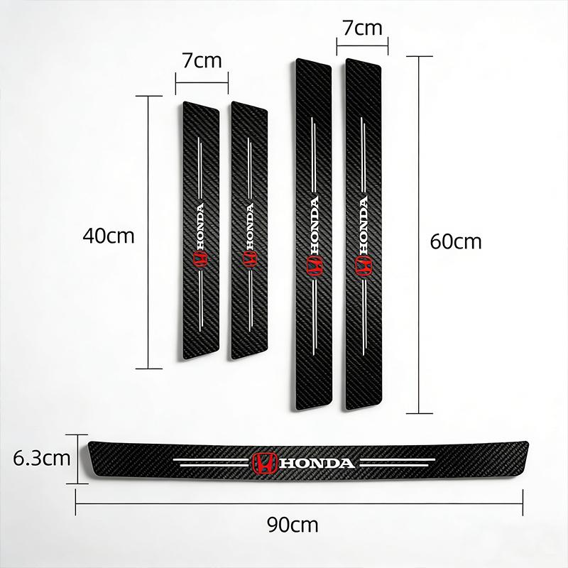 5Pcs Car Door Sill Protector Carbon Fiber Anti-Scratch Sticker for Honda Civic Accord CR-V Fit Auto Threshold Guard Accessories PH2