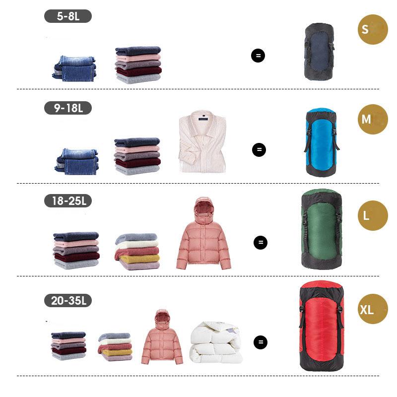 Outdoor Use Water Repellent Sleeping Carryall Compression Stuff Sack Camping Storage Compression Carryall Sack for Backpacking Travel Hiking