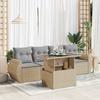 Vidaxl 5-Cz. Garden Furniture Set With Cushions, Beige, Poly Rattan