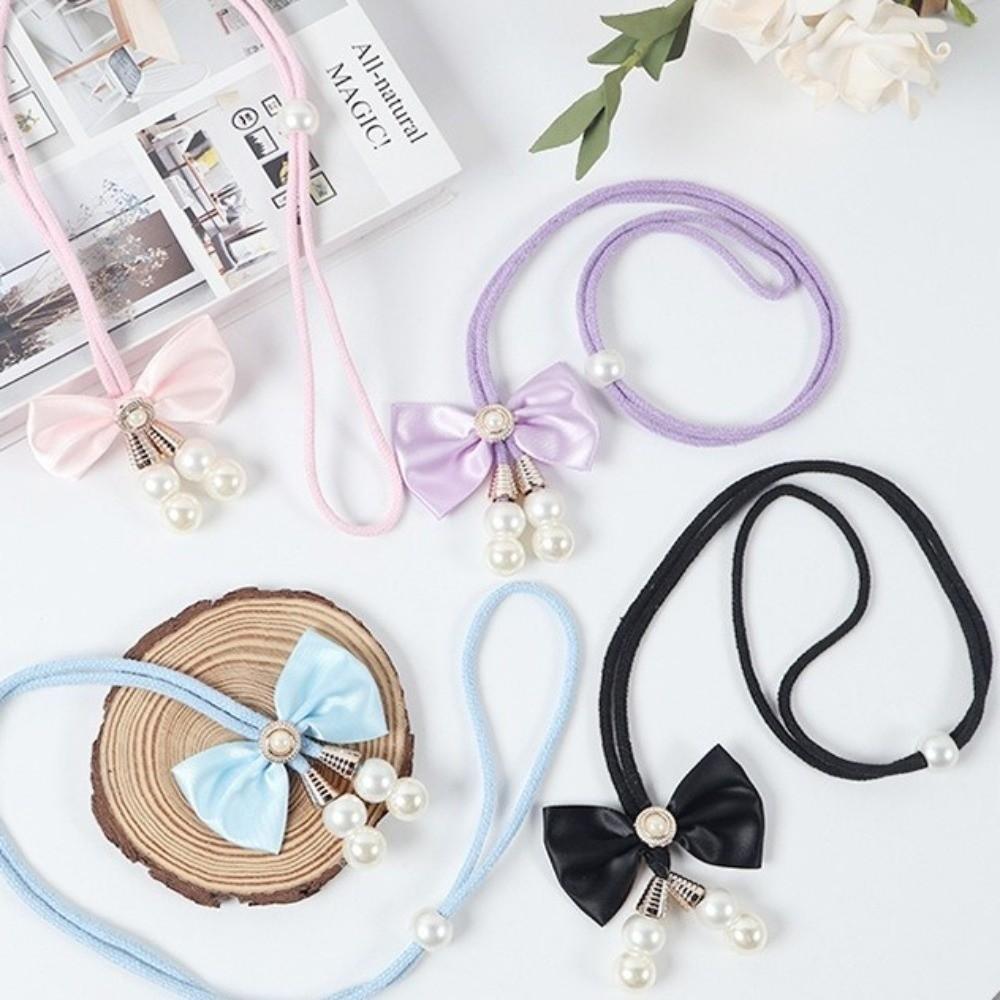 2 PCS Pearl Bowknot Curtain Straps Adjustable Curtains Tie Rope Curtain Tieback Living Room