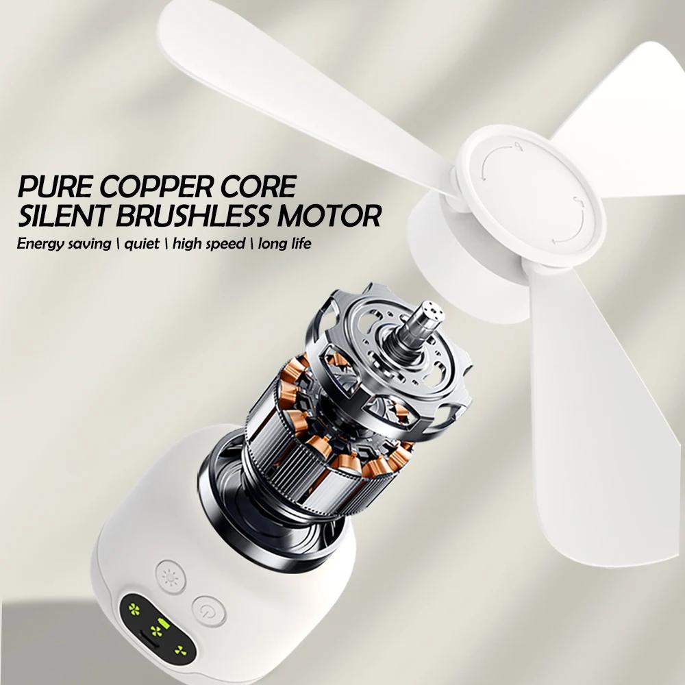 Home Quiet Ceiling Fan with Night Lights and Remote Control 8000mAh USB Rechargeable Outdoor Camping Tent Ceiling Fan Light