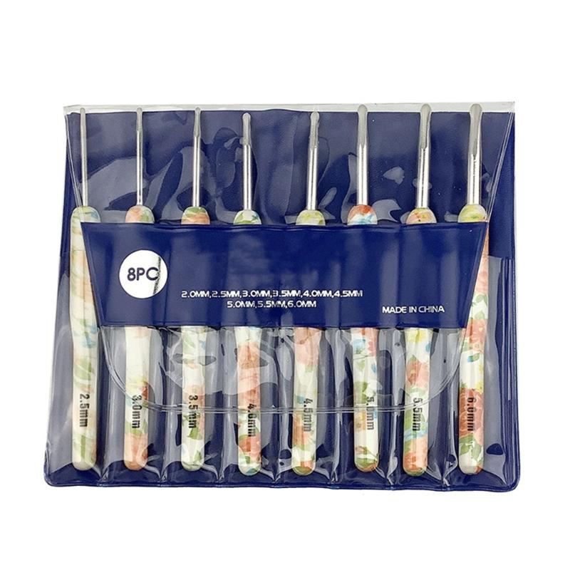 8Pieces Beginner Crochet Hook 2.0mm-6mm Ergonomic Crochet Hook Ergonomic Handle Crochet Hook Needle for Crocheting