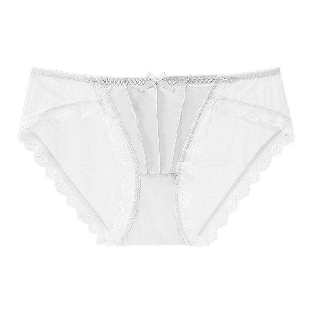 Low Waist Lace Panties Bow Mesh Flower Briefs Hollow Underwear for Women Lady