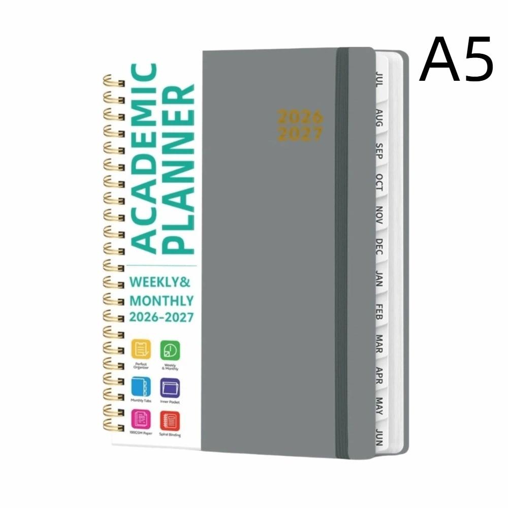 A5 Academic Planner Book Spiral Binding Planner Book Portable Agenda Notebook Students