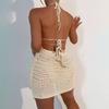 Beach Skirt Women Solid Color Sexy Knitted Beach Bikini Swimsuit Hoodie Dress