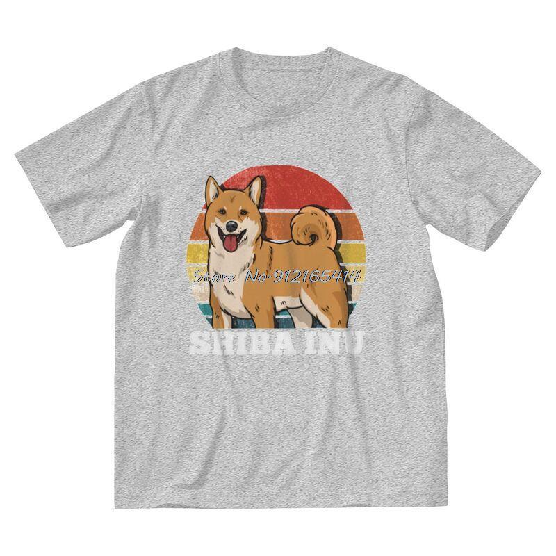Shiba Inu Retro Tshirt Unisex Novelty Tees Top Cotton T Shirts Short Sleeve Dog Cryptocurrency Bitcoin Tshirt Streetwear Harajuku