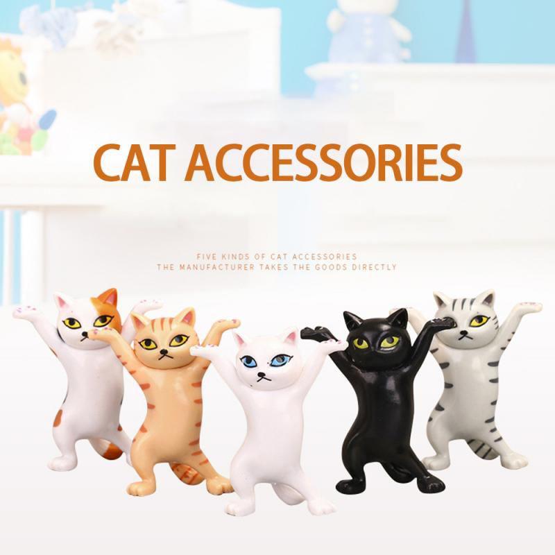 Charming Cat Figure Pen Holder Jewelry Stand And Earphone Support In Sturdy Pvc Material
