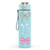 1PC Pastel Bow Ribbon Bowknot Print 750ml Color Plastic Sports Water Bottle Leakproof Flip Straw Lid Suitable for Sports Office Home Use