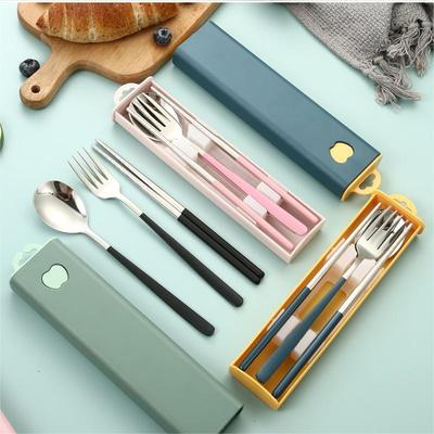 Korean 304 Stainless Steel Portable Tableware Three-piece Set Tableware Fork Spoon Chopstick Set