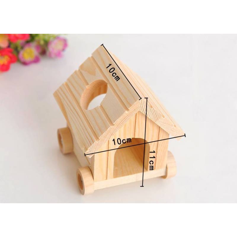 Hamster Wooden House Luxury Villa For Small Pets With Natural Wood Finish