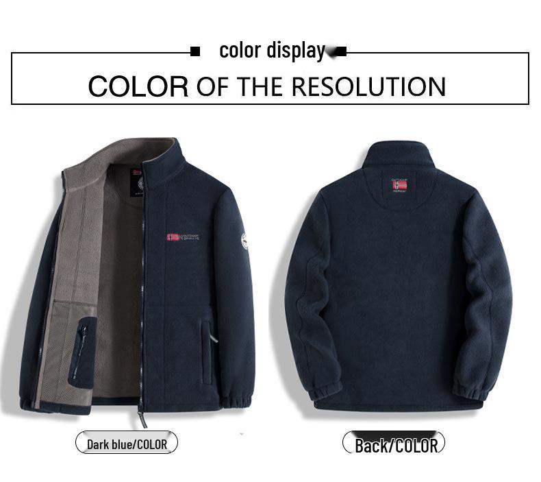 Herren Doppelseitige Norwegische Sherpa Fleecejacke: Business Casual, Outdoor, Warm, Mit Samt gefüttert und dick für Herbst/Winter.